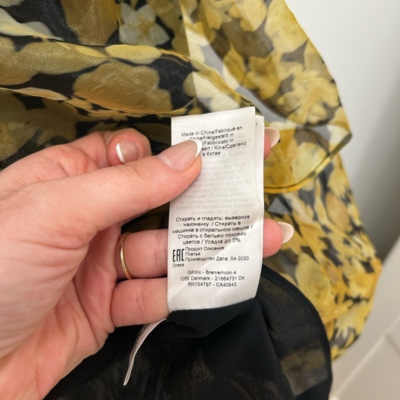 Ganni Yellow Puff Sleeve Mini Dress - Picture 4 of 7